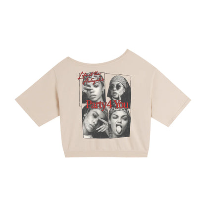 BEESMOOVE Aaliyah’s Legacy Tour 
Asymmetric Shoulder Oversized Cotton T-Shirt - Beesmoove 