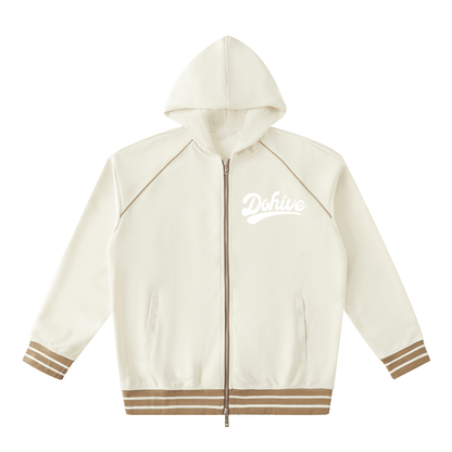BEESMOOVE DOHIVE Striped Trim Zip-Up Hoodie - Beesmoove 