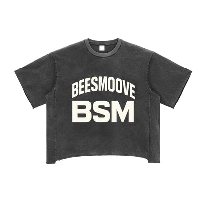 BEESMOOVE BSM Boss Status Mentality Washed Boxy T-Shirt - Beesmoove 