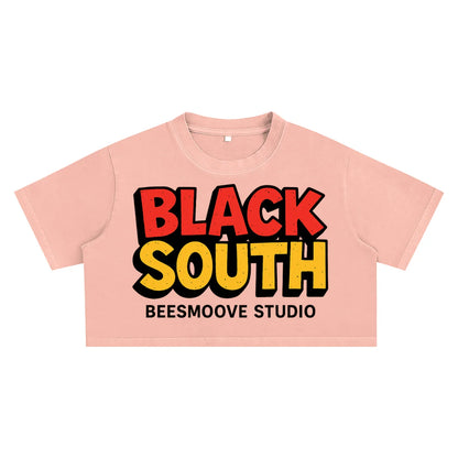 BEESMOOVE BlackSouth Snow Washed Crop Top - Beesmoove 