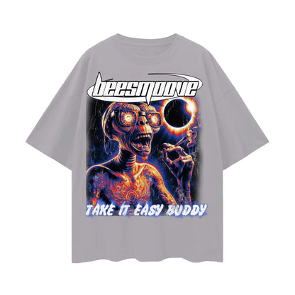 BEESMOOVE Take It Easy Buddy Oversize Deep Drop Shoulder Tee - Beesmoove 