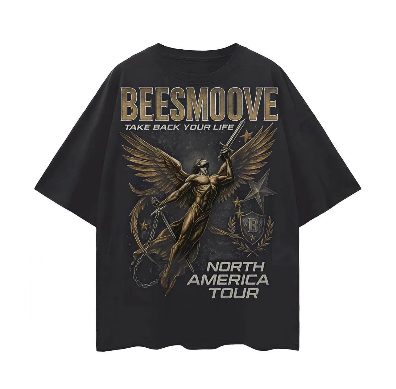 BEESMOOVE Victory Angel: Take Back Tour Deep Drop Shoulder Tee - Beesmoove 