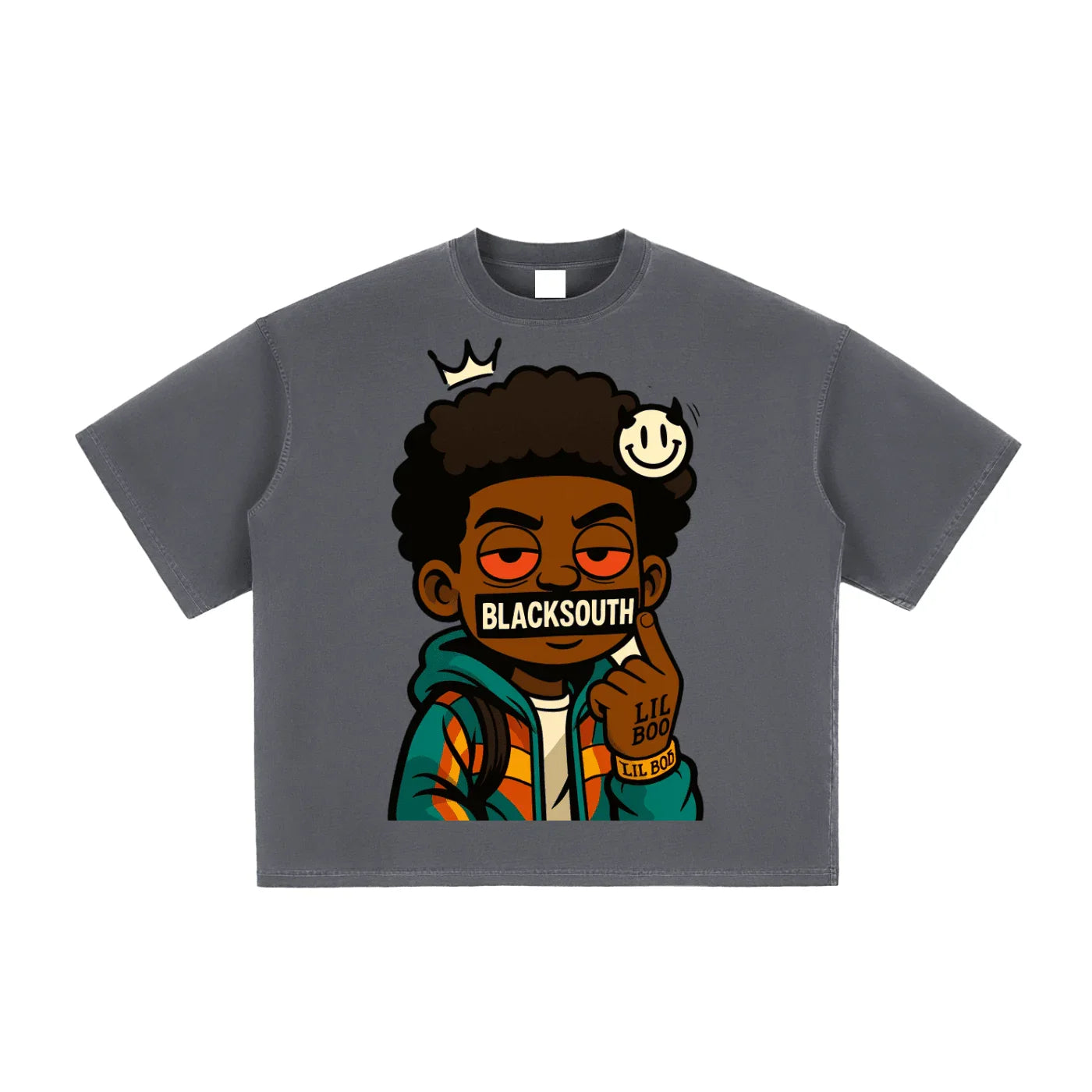 BEESMOOVE Lil Boo Da Menace Washed Boxy T-Shirt - Beesmoove 