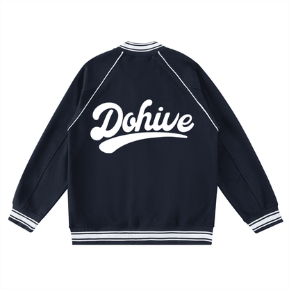 Contrast Trim Raglan Varsity Jacket - Beesmoove 