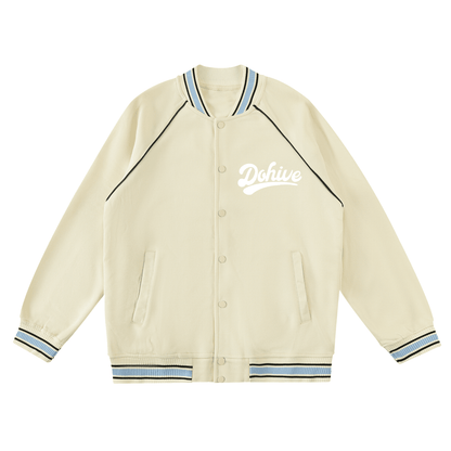Contrast Trim Raglan Varsity Jacket - Beesmoove 