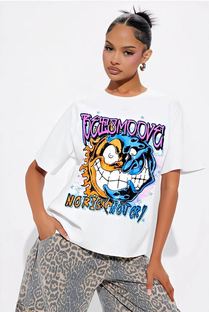 BEESMOOVE No Risk No Story Oversize Deep Drop Shoulder Tee - Beesmoove 