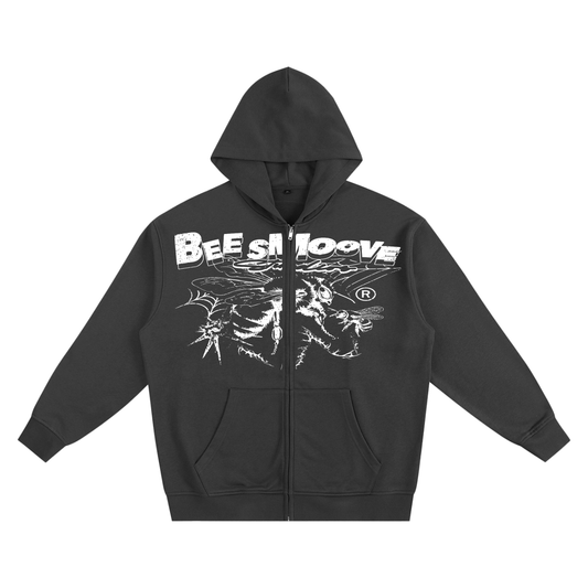 BEESMOOVE B-Squadron: Black Ops Heavyweight Zip-up Hoodie - Beesmoove 