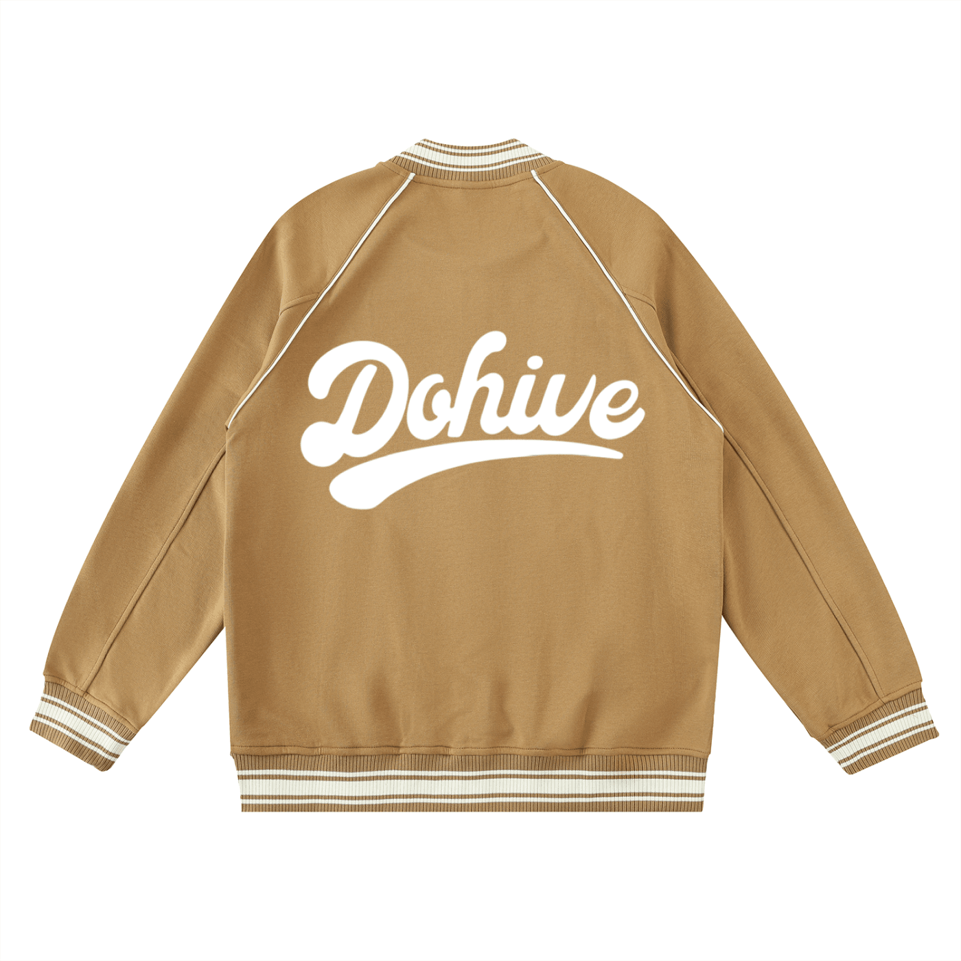 Contrast Trim Raglan Varsity Jacket - Beesmoove 