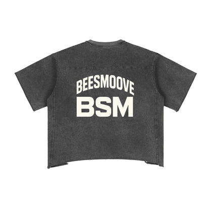 BEESMOOVE BSM Boss Status Mentality Washed Boxy T-Shirt - Beesmoove 