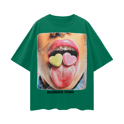 BEESMOOVE Sugar Tongue Oversize Deep Drop Shoulder Tee - Beesmoove 