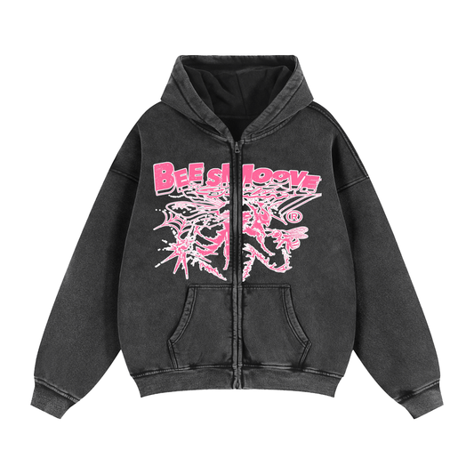 BEESMOOVE B-Squadron: Pink Ops Elite Edition Boxy Fleece Hoodie - Beesmoove 