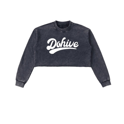 BEESMOOVE DOHIVE Washed Raw Edge Cropped Sweatshirt - Beesmoove 