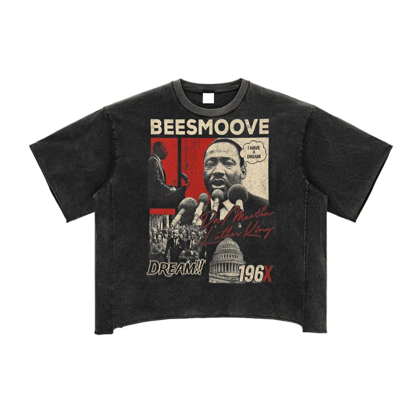 Beesmoove M.L.K 1963 At Last We Dream Washed Boxy T-Shirt - Beesmoove 