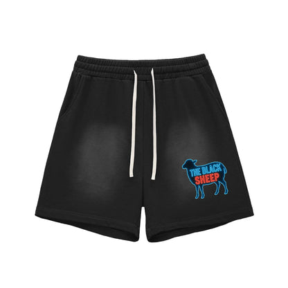 BEESMOOVE the black sheep Sun Fade Raw Edge Cotton Shorts - Beesmoove 