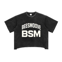 BEESMOOVE BSM Boss Status Mentality Washed Boxy T-Shirt - Beesmoove 