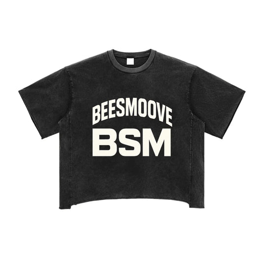 BEESMOOVE BSM Boss Status Mentality Washed Boxy T-Shirt - Beesmoove 