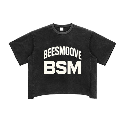 BEESMOOVE BSM Boss Status Mentality Washed Boxy T-Shirt - Beesmoove 