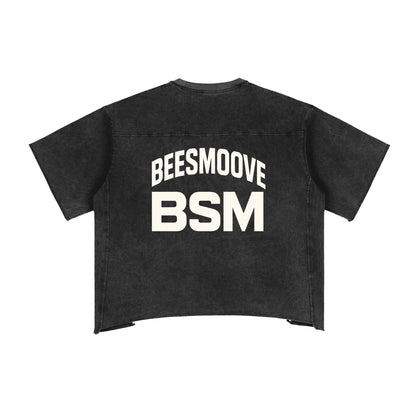 BEESMOOVE BSM Boss Status Mentality Washed Boxy T-Shirt - Beesmoove 