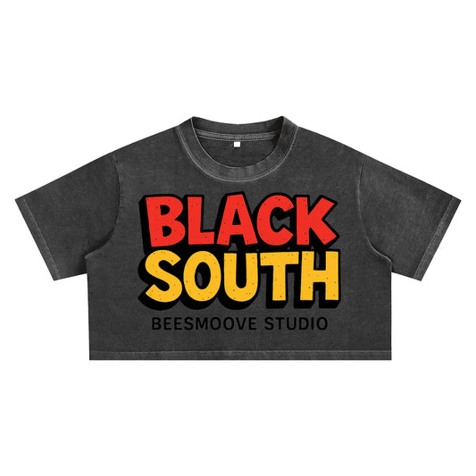BEESMOOVE BlackSouth Snow Washed Crop Top - Beesmoove 