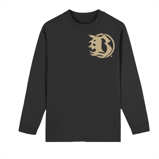 BEESMOOVE Alpha Stamp Heavyweight 100% Cotton Drop Shoulder Long Sleeve Shirt - Beesmoove 