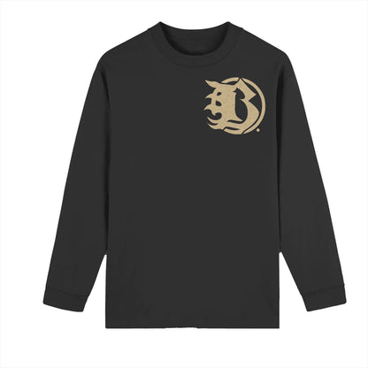 BEESMOOVE Alpha Stamp Heavyweight 100% Cotton Drop Shoulder Long Sleeve Shirt - Beesmoove 
