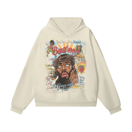 BEESMOOVE Grace Over Fear Heavyweight Hidden Pocket Fleece Hoodie - Beesmoove 