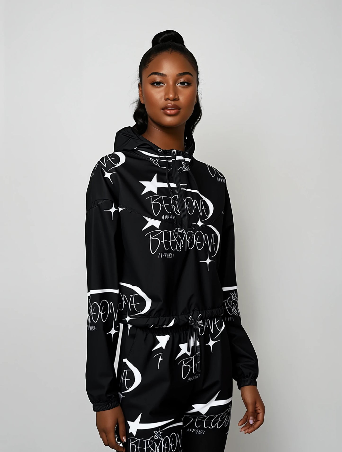 Beesmoove all star famous black Women’s cropped windbreaker