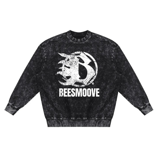 BEESMOOVE Frequency Snow Washed Hand-Frayed Sweatshirt - Beesmoove 