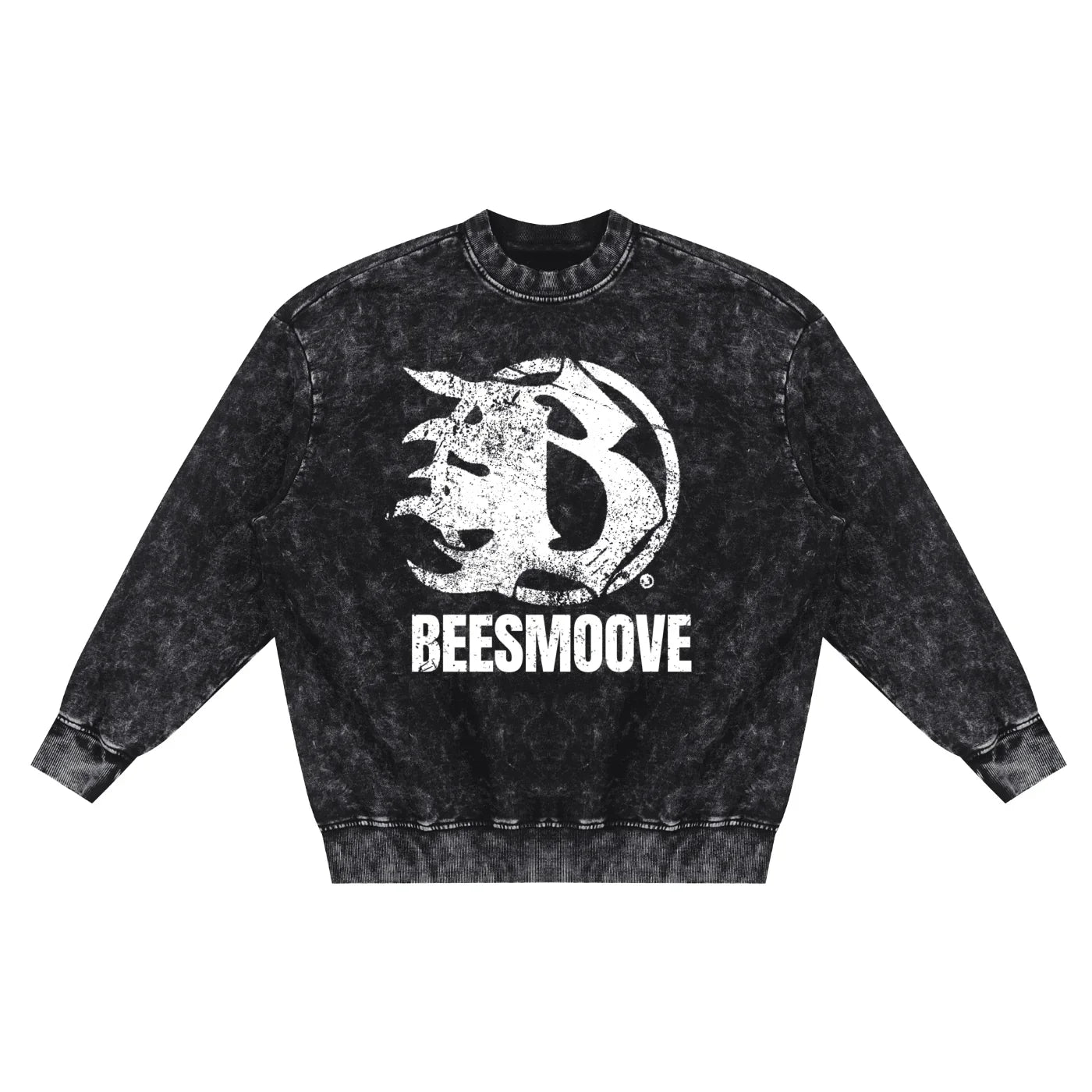 BEESMOOVE Frequency Snow Washed Hand-Frayed Sweatshirt - Beesmoove 