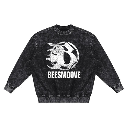 BEESMOOVE Frequency Snow Washed Hand-Frayed Sweatshirt - Beesmoove 