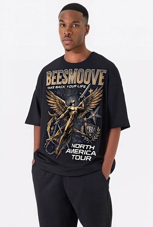 BEESMOOVE Victory Angel: Take Back Tour Deep Drop Shoulder Tee - Beesmoove 