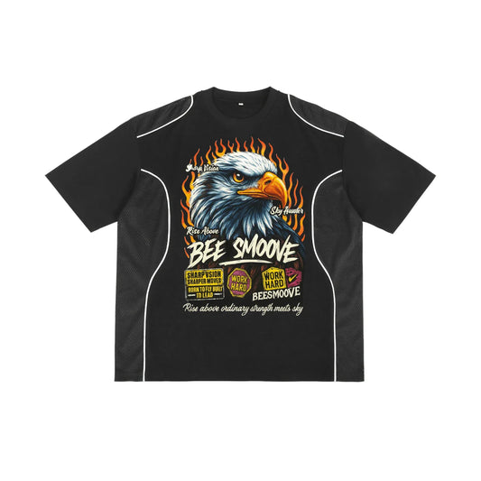 BEESMOOVE Sky Hunter: Rise Above Contrast Piped Panel T-Shirt - Beesmoove 