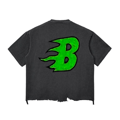 BEESMOOVE Mind Drip Records Wash Raw-Hem Boxy T-shirt