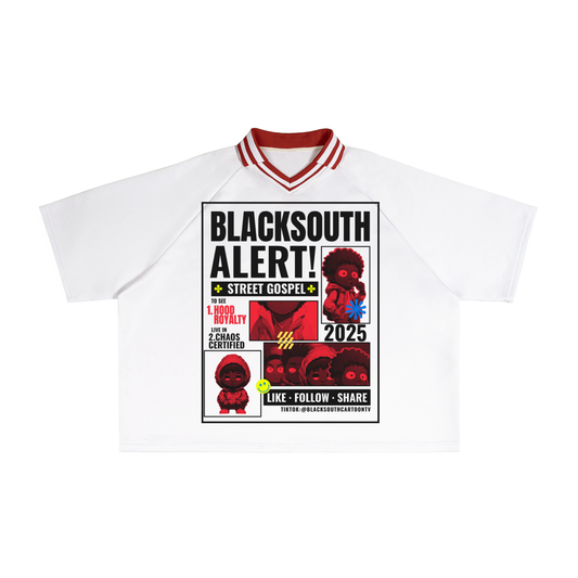 BEESMOOVE BlackSouth Code Red Lapel Collar Boxy T-Shirt - Beesmoove 