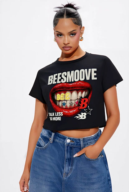 BEESMOOVE BEE LEGENDARY Lips Women's Fitted Crop Tee - Beesmoove 