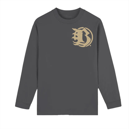 BEESMOOVE Alpha Stamp Heavyweight 100% Cotton Drop Shoulder Long Sleeve Shirt - Beesmoove 