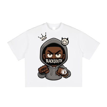 BEESMOOVE Hood Rich Lamont Washed Boxy T-Shirt - Beesmoove 