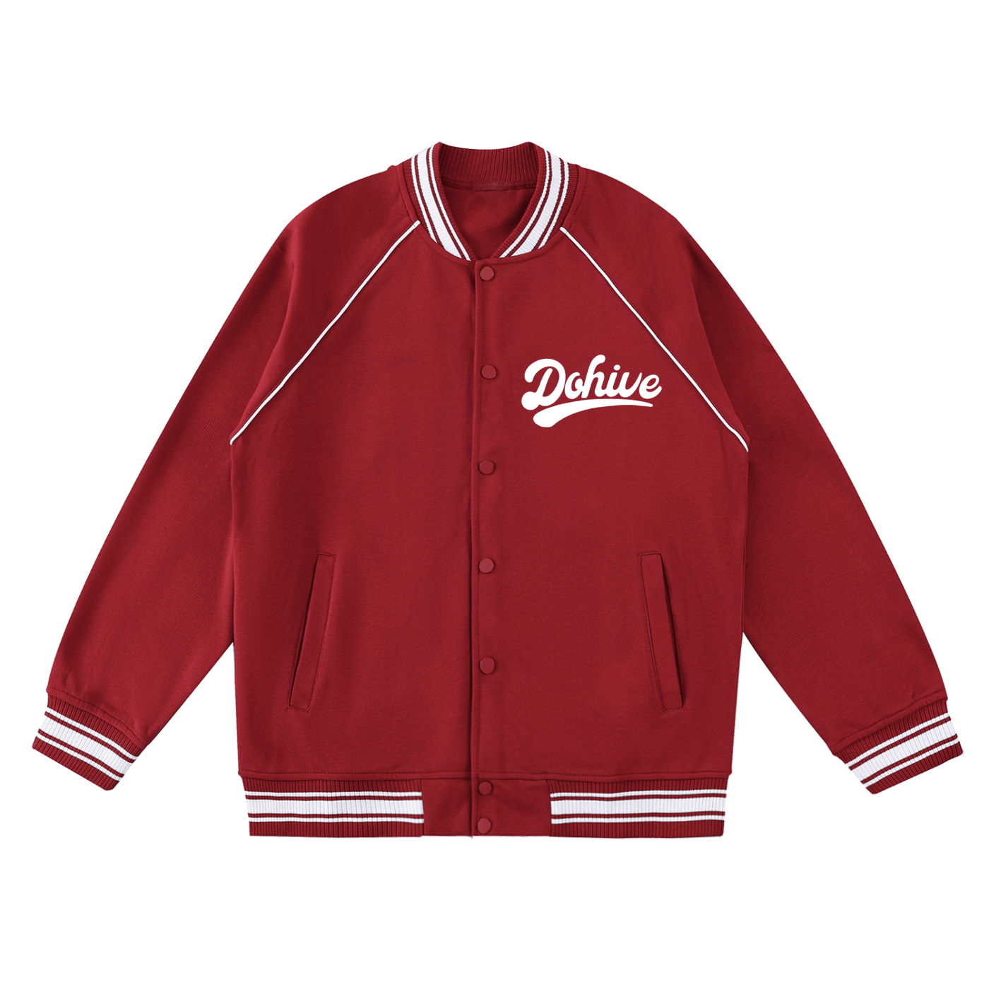 Contrast Trim Raglan Varsity Jacket - Beesmoove 