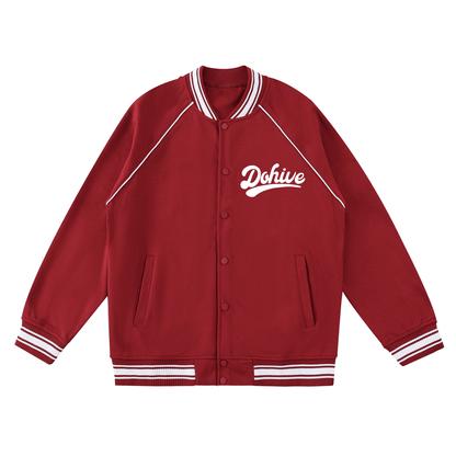 Contrast Trim Raglan Varsity Jacket - Beesmoove 