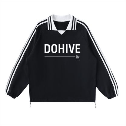 BEESMOOVE DOHIVE Sideline Pullover Striped Lapel Collar Sweatshirt - Beesmoove 