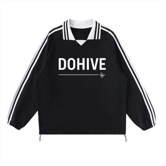 BEESMOOVE DOHIVE Sideline Pullover Striped Lapel Collar Sweatshirt - Beesmoove 