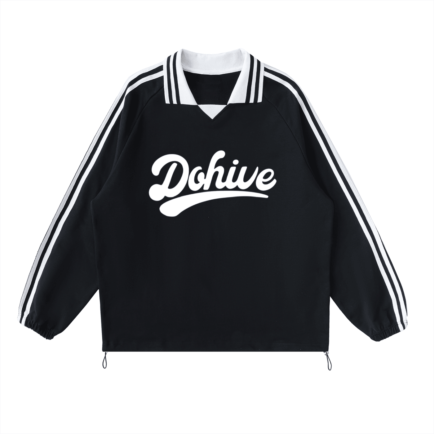 BEESMOOVE DOHIVE Contrast Striped Lapel Collar Sweatshirt - Beesmoove 