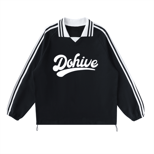 BEESMOOVE DOHIVE Contrast Striped Lapel Collar Sweatshirt - Beesmoove 