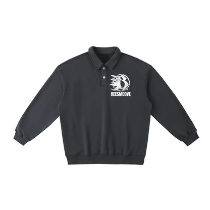 BEESMOOVE B logo Heavyweight Polo-Collar Sweatshirt - Beesmoove 