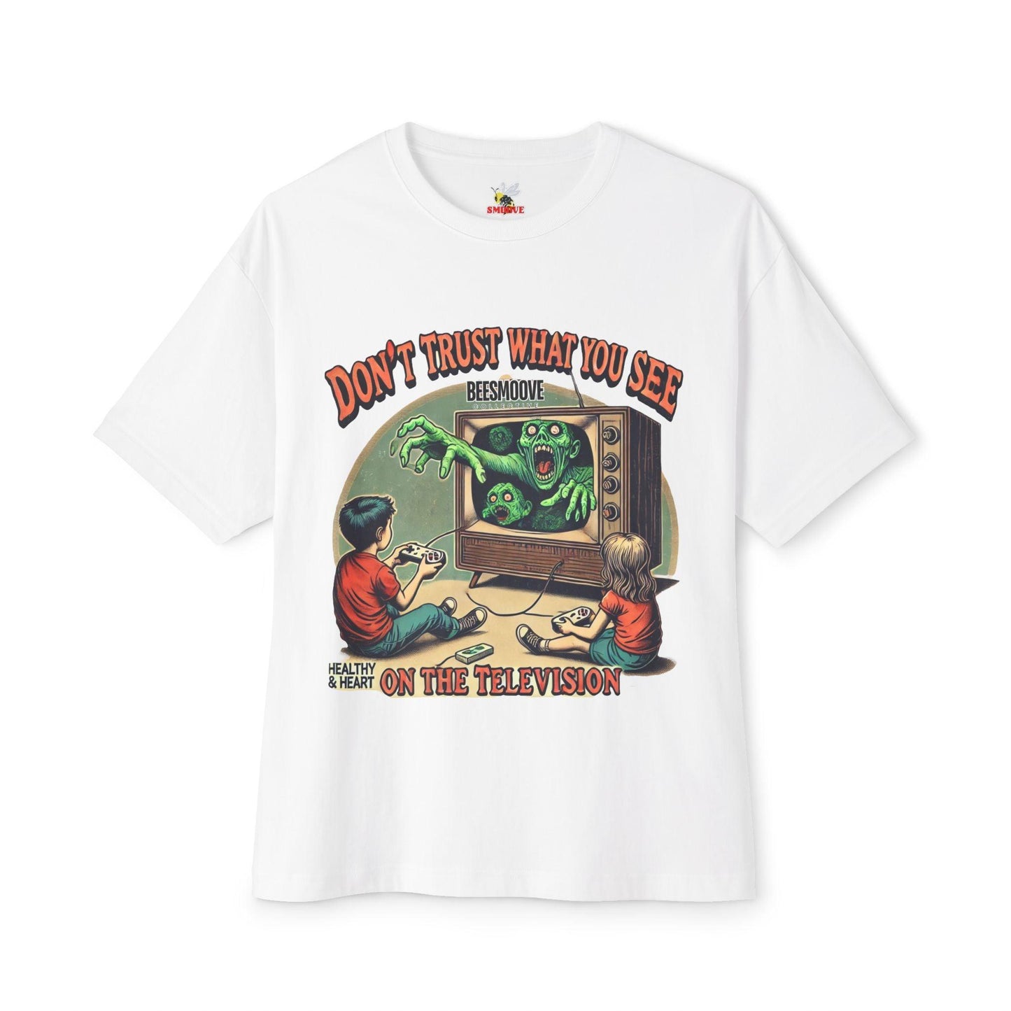 Beesmoove don’t trust what you see on the television Oversized Boxy Tee - Beesmoove 