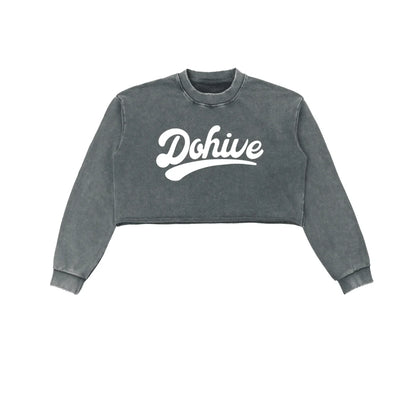 BEESMOOVE DOHIVE Washed Raw Edge Cropped Sweatshirt - Beesmoove 