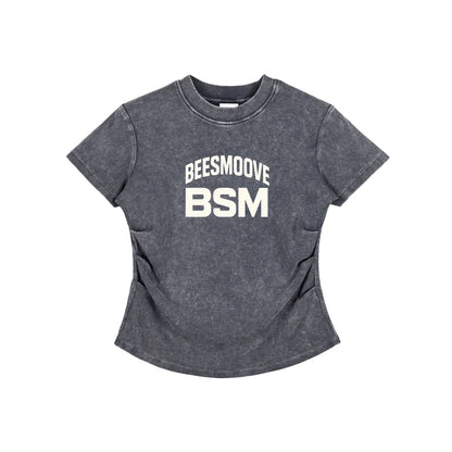 BEESMOOVE Boss Status Mentality Vintaged-Wash Bodycon Cotton Tee - Beesmoove 