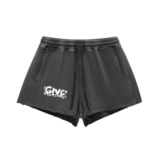 BEESMOOVE Pleasure Trip Washed Raw Edge Drawstring Shorts - Beesmoove 