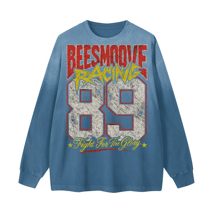 BEESMOOVE Racing Glory 89 Gradient Vintage Washed Long Sleeve Tee - Beesmoove 