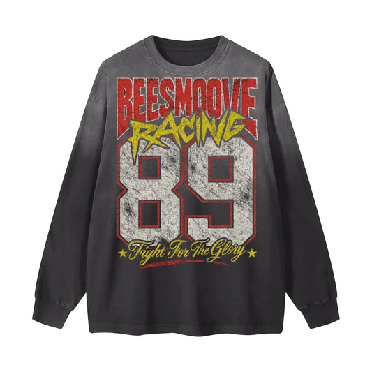BEESMOOVE Racing Glory 89 Gradient Vintage Washed Long Sleeve Tee - Beesmoove 